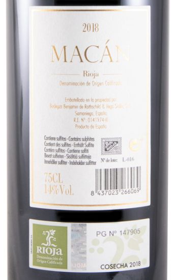 2018 Benjamin de Rothschild & Vega-Sicilia Macán Clásico Rioja tinto