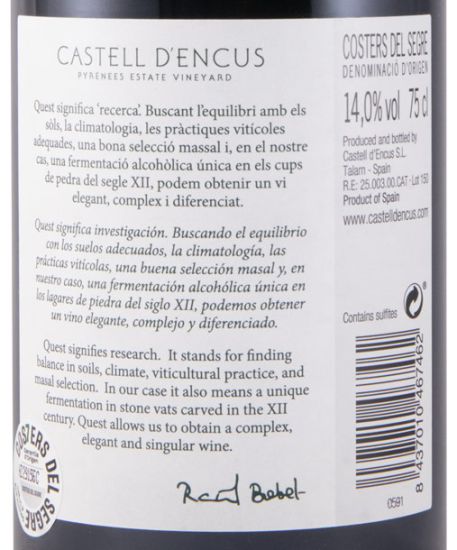 2018 Castell D'Encus Quest red