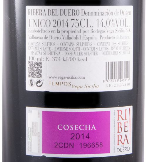 2014 Vega-Sicilia Unico Ribera del Duero tinto