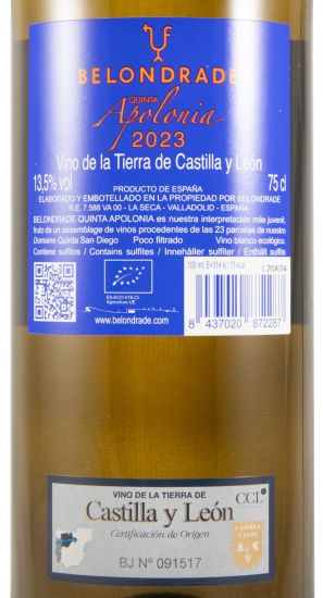2023 Belondrade Quinta Apolonia Castilla y Léon biológico branco