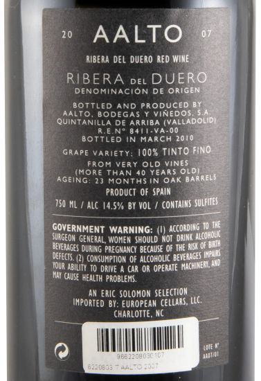 2007 Bodegas Aalto Ribera del Duero red 1.5L