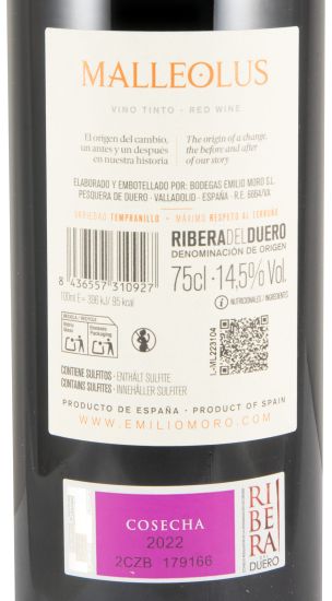 2022 Emilio Moro Malleolus Ribera del Duero tinto