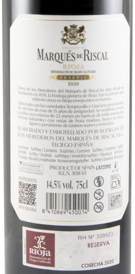 2020 Marqués de Riscal Reserva Rioja tinto