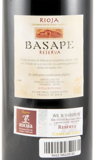 2011 Basape Reserva Rioja red