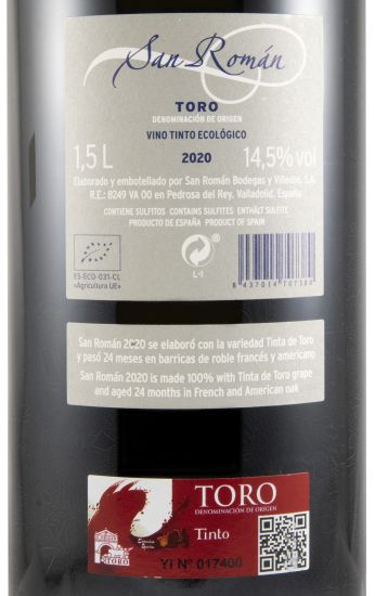 2020 Bodegas San Román Toro organic red 1.5L