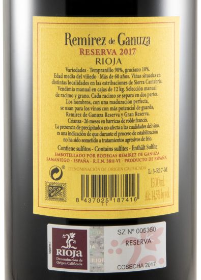 2017 Remírez de Ganuza Reserva Rioja tinto