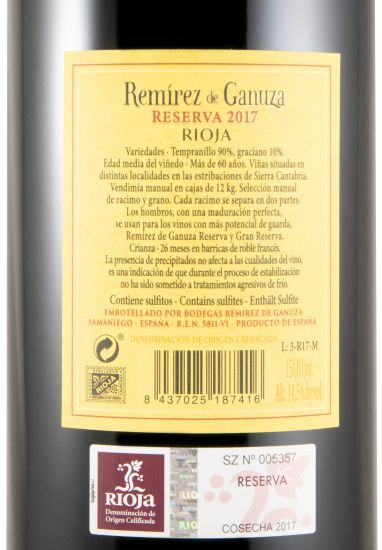 2017 Remírez de Ganuza Reserva Rioja tinto 1,5L