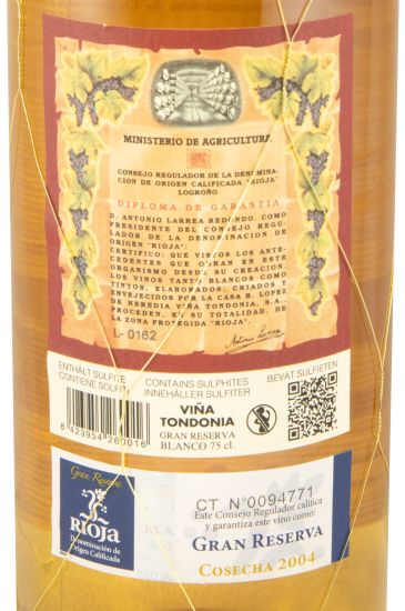 2004 López de Heredia Viña Tondonia Gran Reserva white