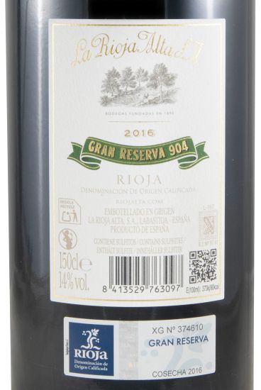 2016 La Rioja Alta Gran Reserva 904 tinto 1,5L