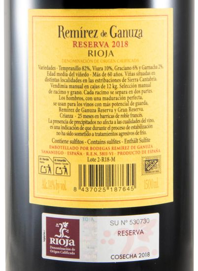2018 Remírez de Ganuza Reserva Rioja tinto 1,5L