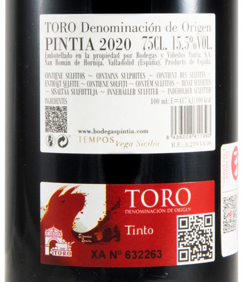 2020 Pintia Toro tinto