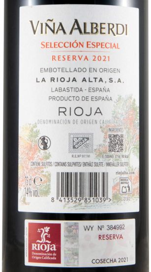 2021 La Rioja Alta Viña Alberdi Selección Especial Reserva tinto
