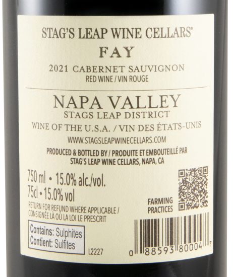 2021 Stag's Leap FAY Cabernet Sauvignon tinto