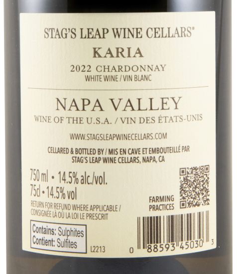 2022 Stag's Leap Karia Chardonnay branco