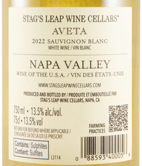 2022 Stag's Leap Aveta Sauvignon Blanc branco
