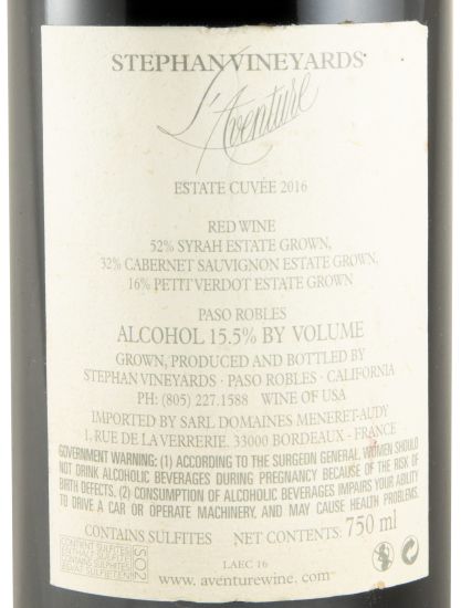 2016 Paso Robles L'Aventure Estate Cuvée red