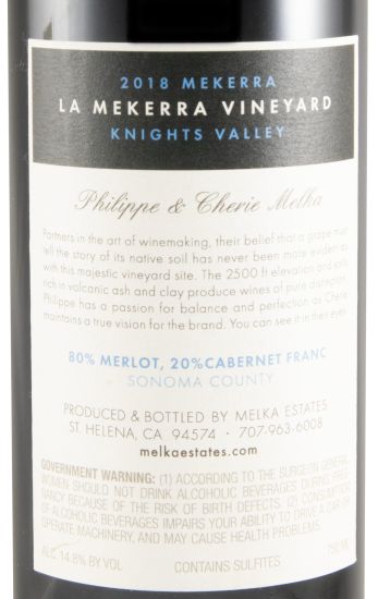 2018 Melka Estates La Mekerra Vineyard Knights Valley red