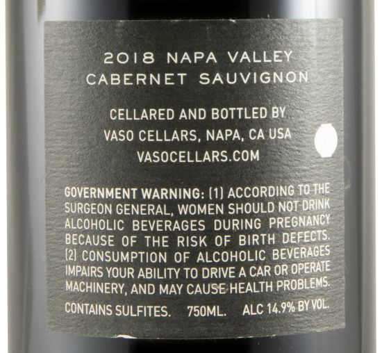 2018 Vaso Cabernet Sauvignon Napa Valley red