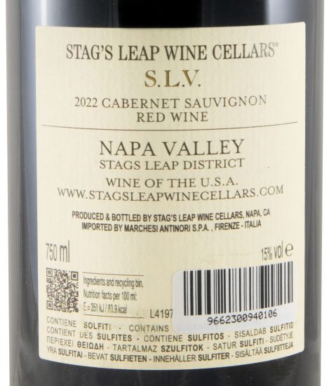 2022 Stag's Leap S.L.V. Cabernet Sauvignon tinto