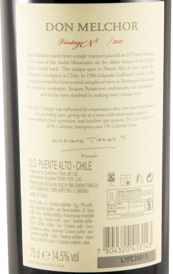 2011 Concha Y Toro Don Melchor Valle del Maipo tinto