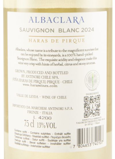 2024 Viña Haras de Pirque Albaclara Sauvignon Blanc Valle de Leyda branco