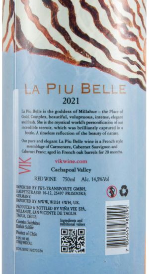 2021 VIK La Piu Belle Millahue tinto