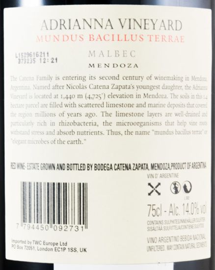 2011 Catena Zapata Adrianna Vineyard Malbec Terrae red