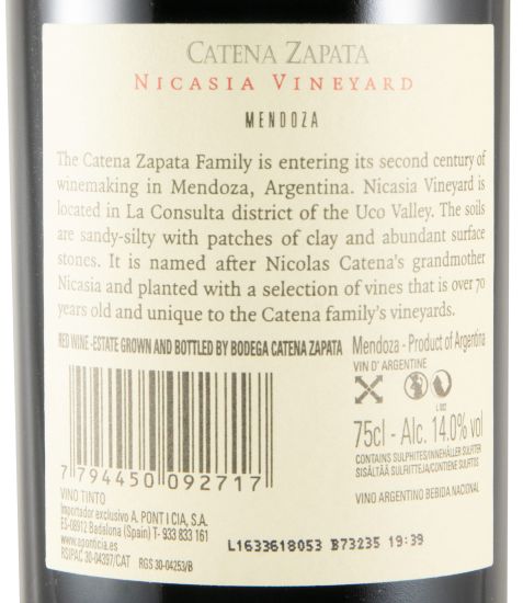 2014 Catena Zapata Nicasia Vineyard Malbec tinto