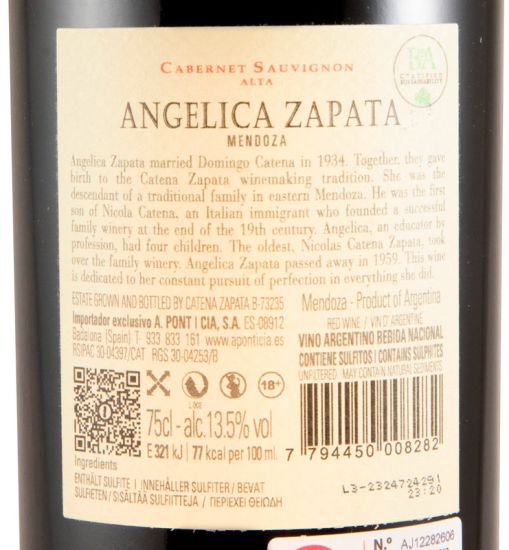 2020 Catena Zapata Angelica Zapata Cabernet Sauvignon tinto