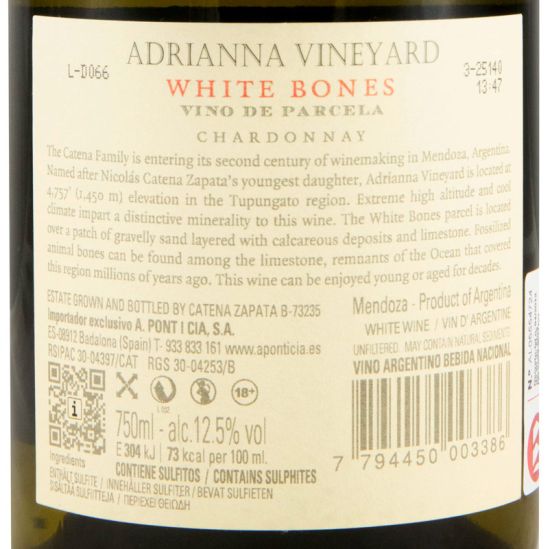 2023 Catena Zapata Adrianna Vineyard White Bones Chardonnay white