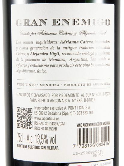 2021 Adrianna Catena & Alejandro Vigil Gran Enemigo Mendoza tinto