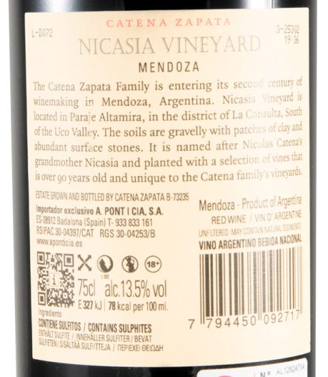 2022 Catena Zapata Nicasia Vineyard Malbec red