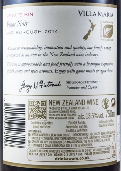 2014 Villa Maria Pinot Noir Private Bin tinto