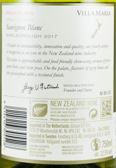 2017 Villa Maria Private Bin Sauvignon Blanc Marlborough white