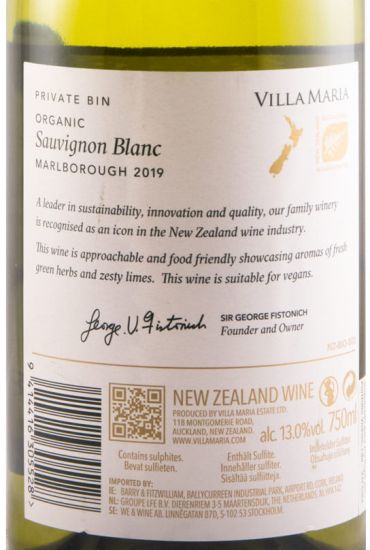 2019 Villa Maria Private Bin Sauvignon Blanc Marlborough branco