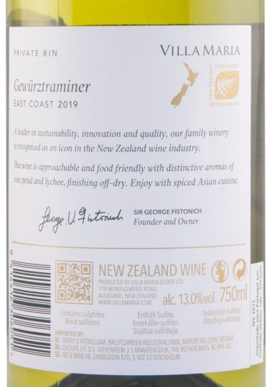2019 Villa Maria Gewurztraminer Private Bin Marlborough branco