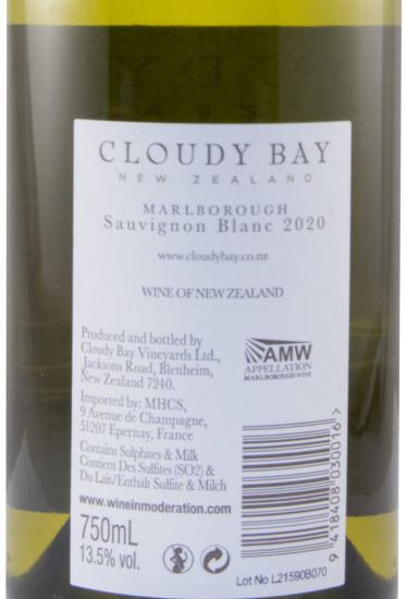2020 Cloudy Bay Sauvignon Blanc Marlborough branco