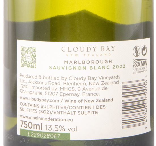 2022 Cloudy Bay Sauvignon Blanc Marlborough white