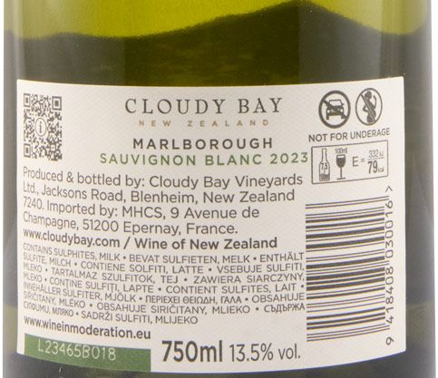 2023 Cloudy Bay Sauvignon Blanc Marlborough branco