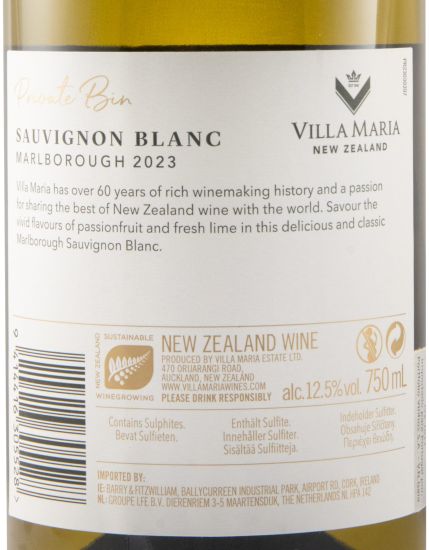 2023 Villa Maria Private Bin Sauvignon Blanc Marlborough branco