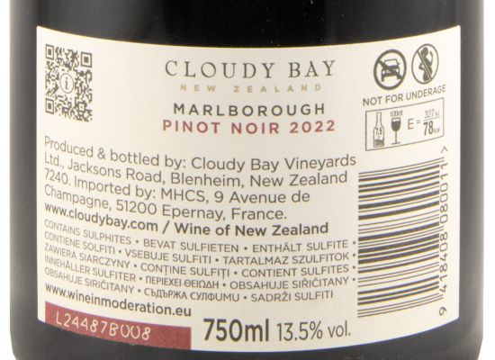 2022 Cloudy Bay Pinot Noir Marlborough red