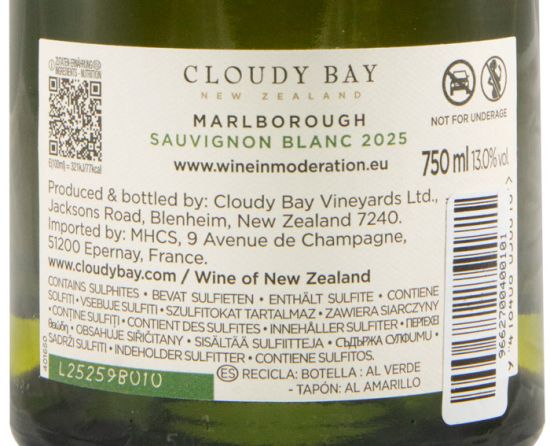 2025 Cloudy Bay Sauvignon Blanc Marlborough white