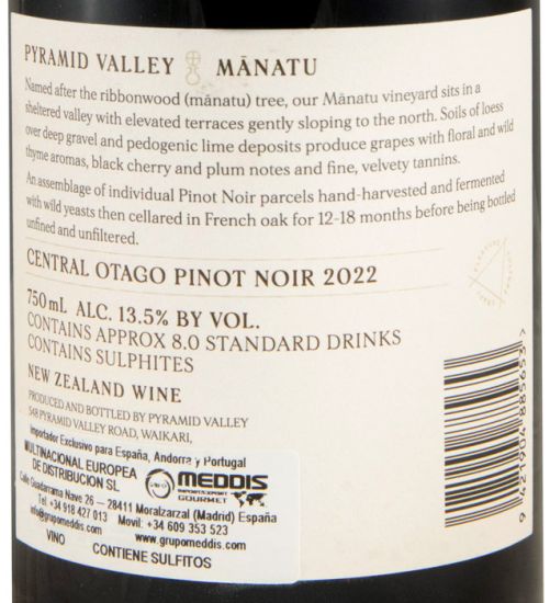 2022 Pyramid Valley Mãnatu Pinot Noir red