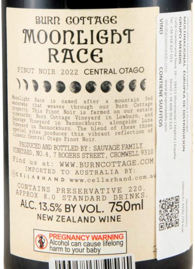 2022 Burn Cottage Moonlight Race Pinot Noir tinto