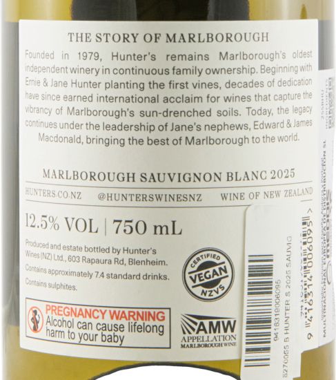 2025 Hunter's Sauvignon Blanc Marlborough branco