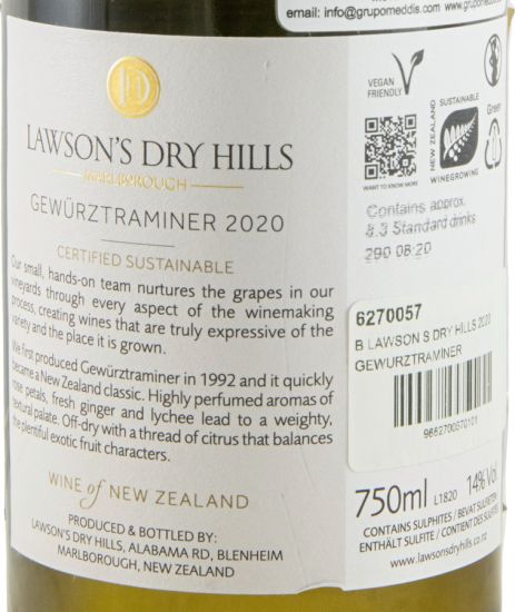 2020 Lawson's Dry Hills Gewürztraminer Marlborough branco