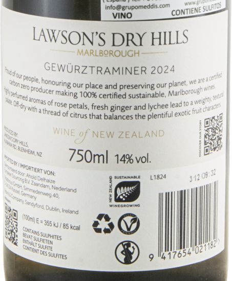 2024 Lawson's Dry Hills Gewürztraminer Marlborough branco