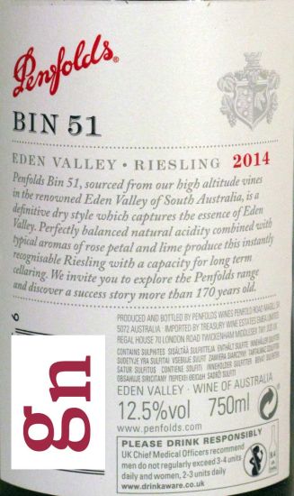 2014 Penfolds Bin 51 Riesling Eden Valley branco