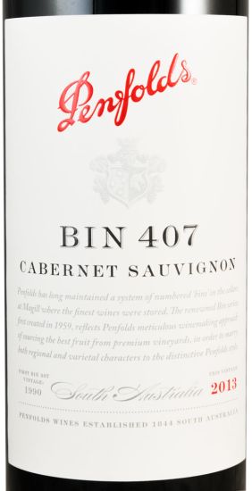 2013 Penfolds Bin 407 Cabernet Sauvignon Barossa Valley red