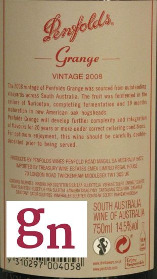 2008 Penfolds Bin 95 Grange Barossa Valley tinto